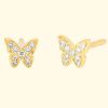 Accessories EF Collection Earrings | 14K Baby Diamond Butterfly Stud Earring|Yellow Gold