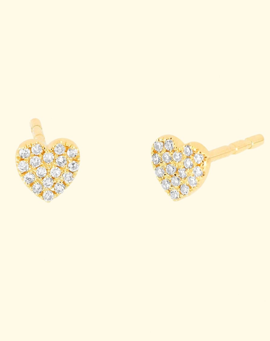 Accessories EF Collection Earrings | 14K Baby Diamond Heart Stud Earring|Yellow Gold