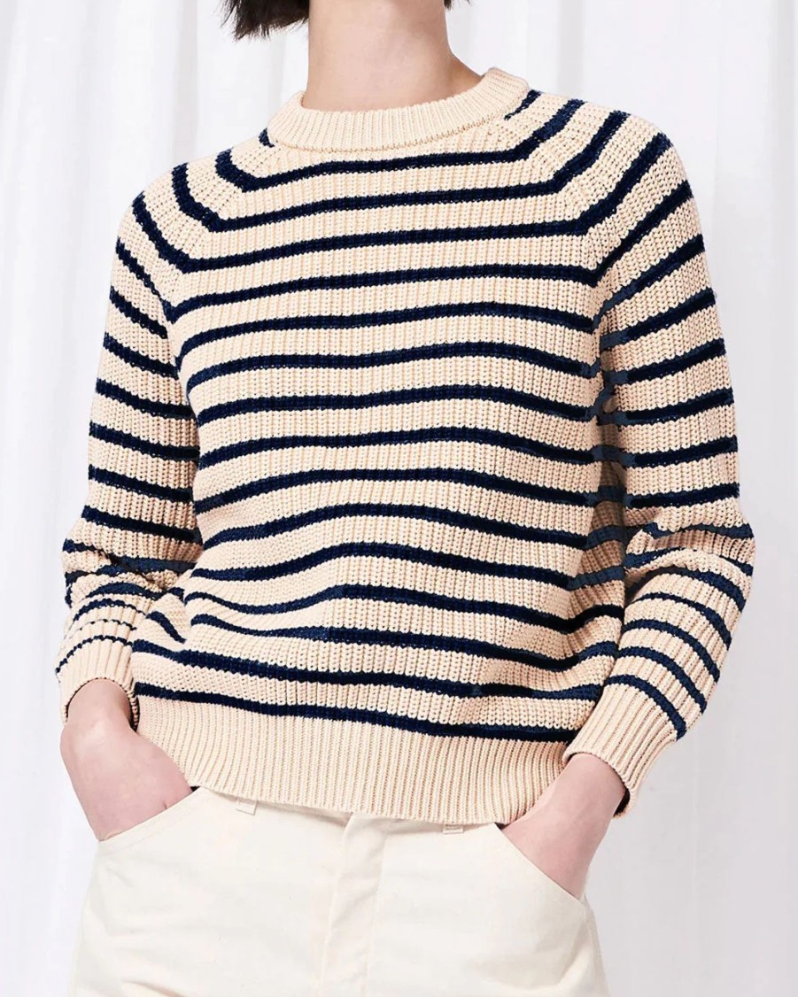 Women Demylee Sweaters | Phoebe Stripe Sweater|Natural Navy