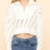 Women Staud Sweaters & Cardigans | Hampton Open Knit Cropped Sweater|Ivory