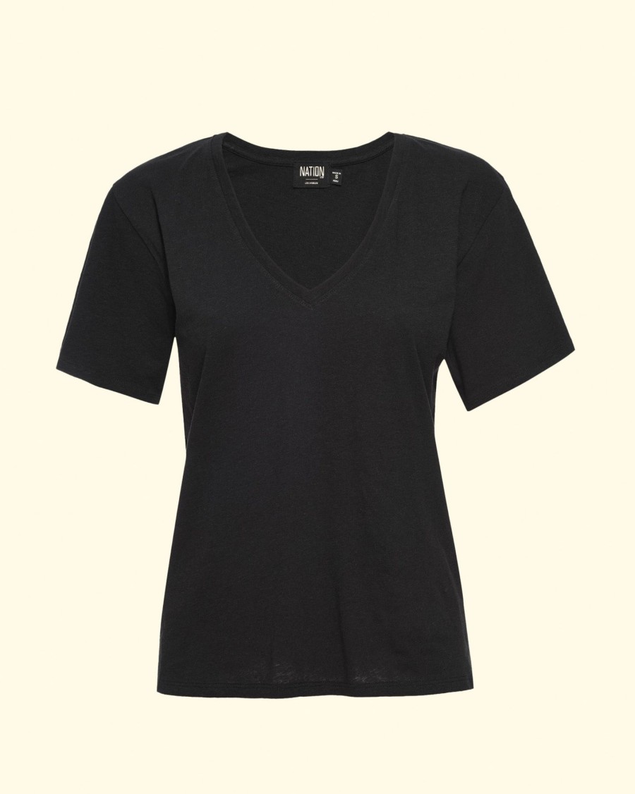 Women Nation T-Shirts | Phoenix Oversized V Neck|Jet Black