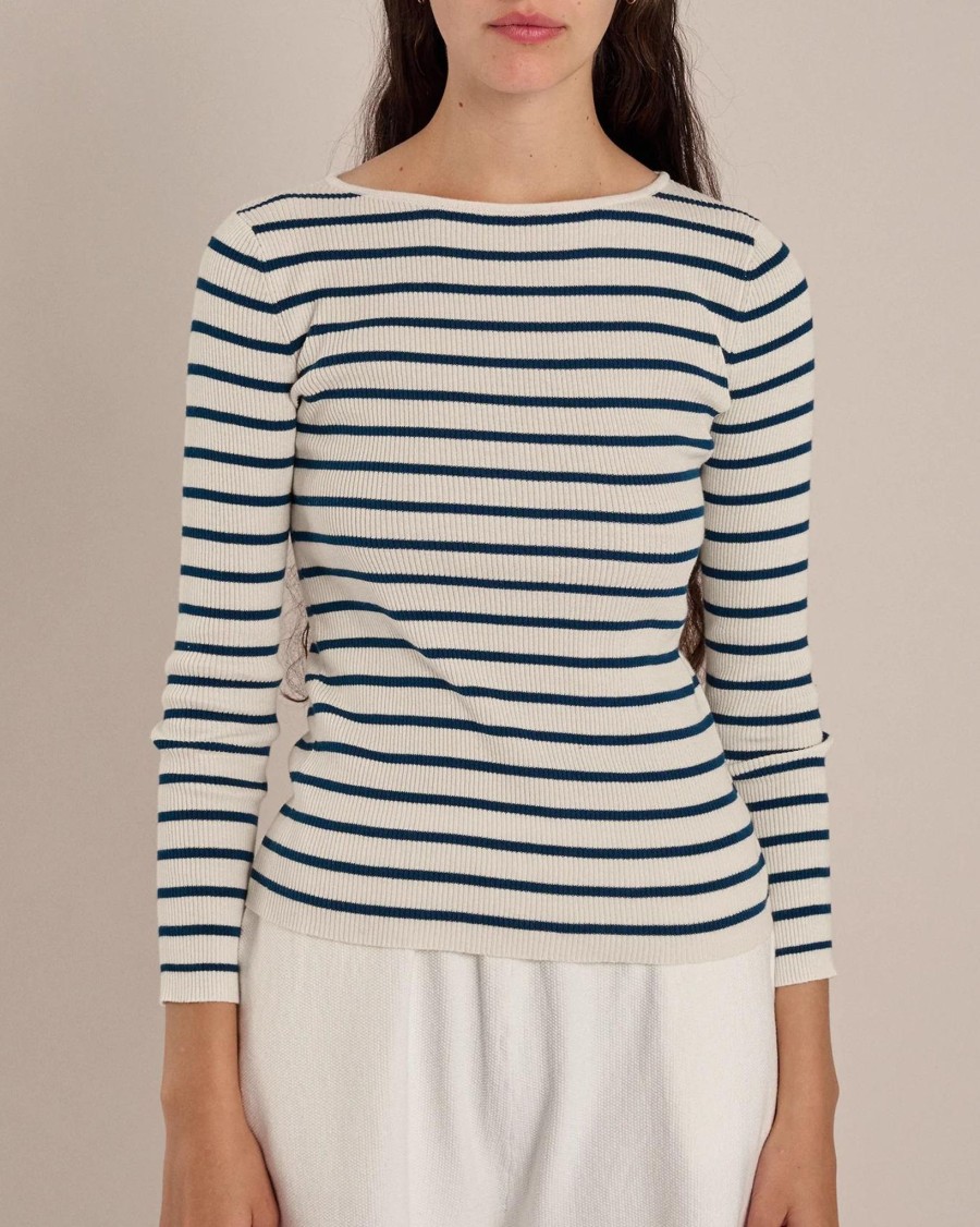 Women Demylee Sweaters & Cardigans | Vivi Stripe Top|Navy Vanilla