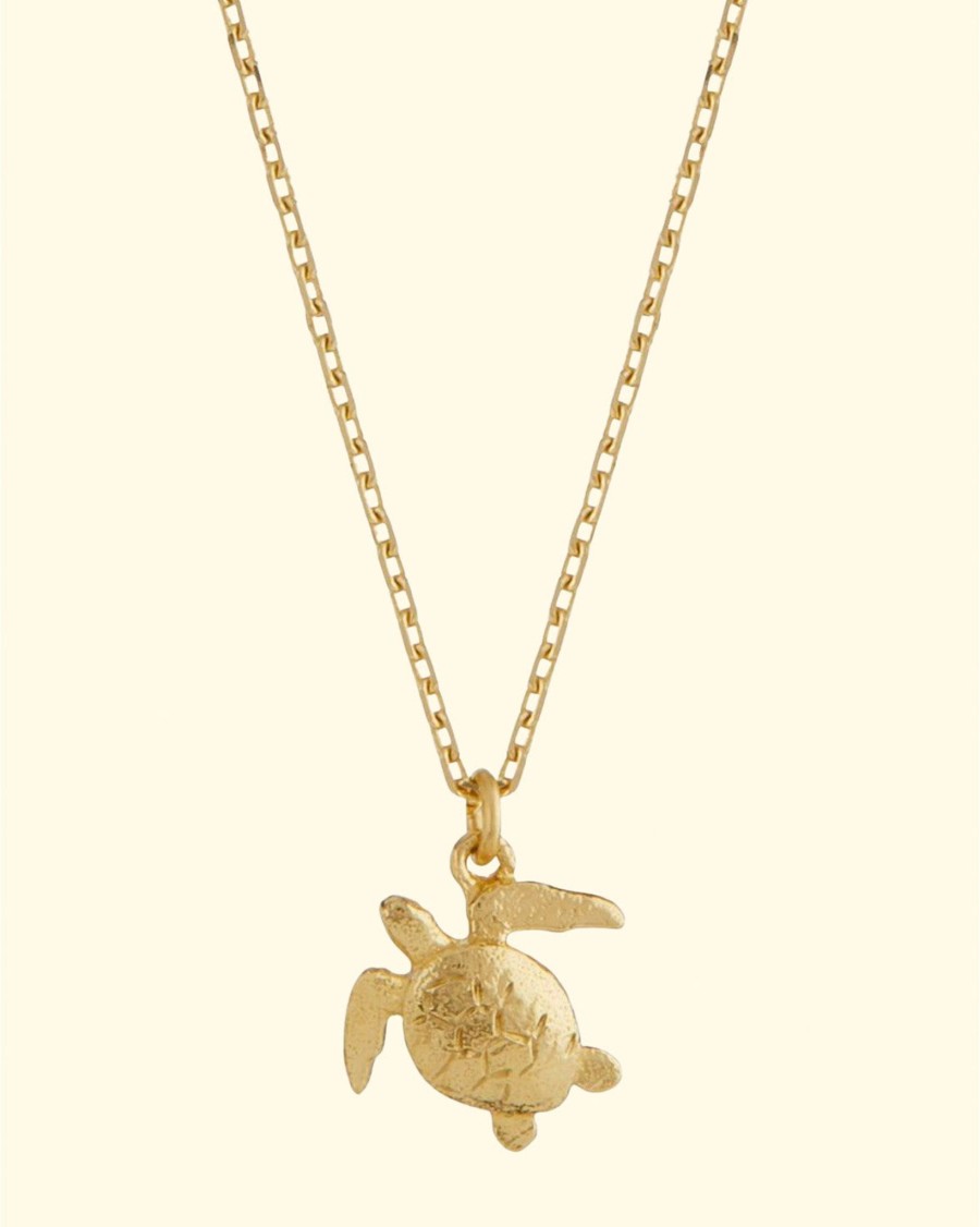 Accessories Alex Monroe Necklaces | Teeny Tiny Sea Turtle Necklace/18Ct Yellow Gold