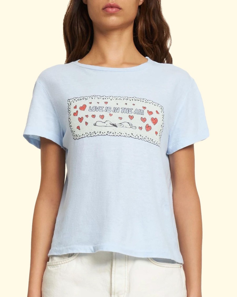 Women RE/DONE T-Shirts | Classic Tee Snoopy Love|Baby Blue