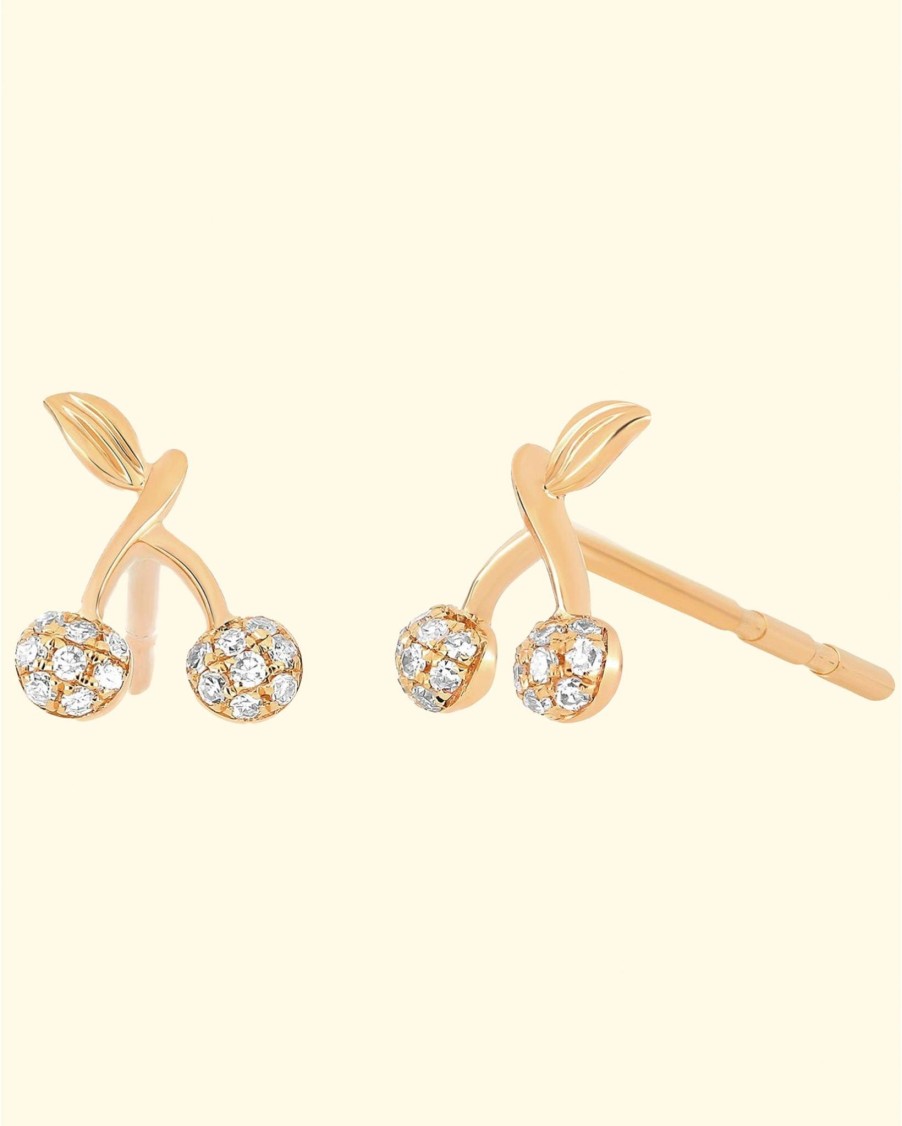 Accessories EF Collection Earrings | 14K Diamond Mini Cherry Stud Earring|Rose Gold