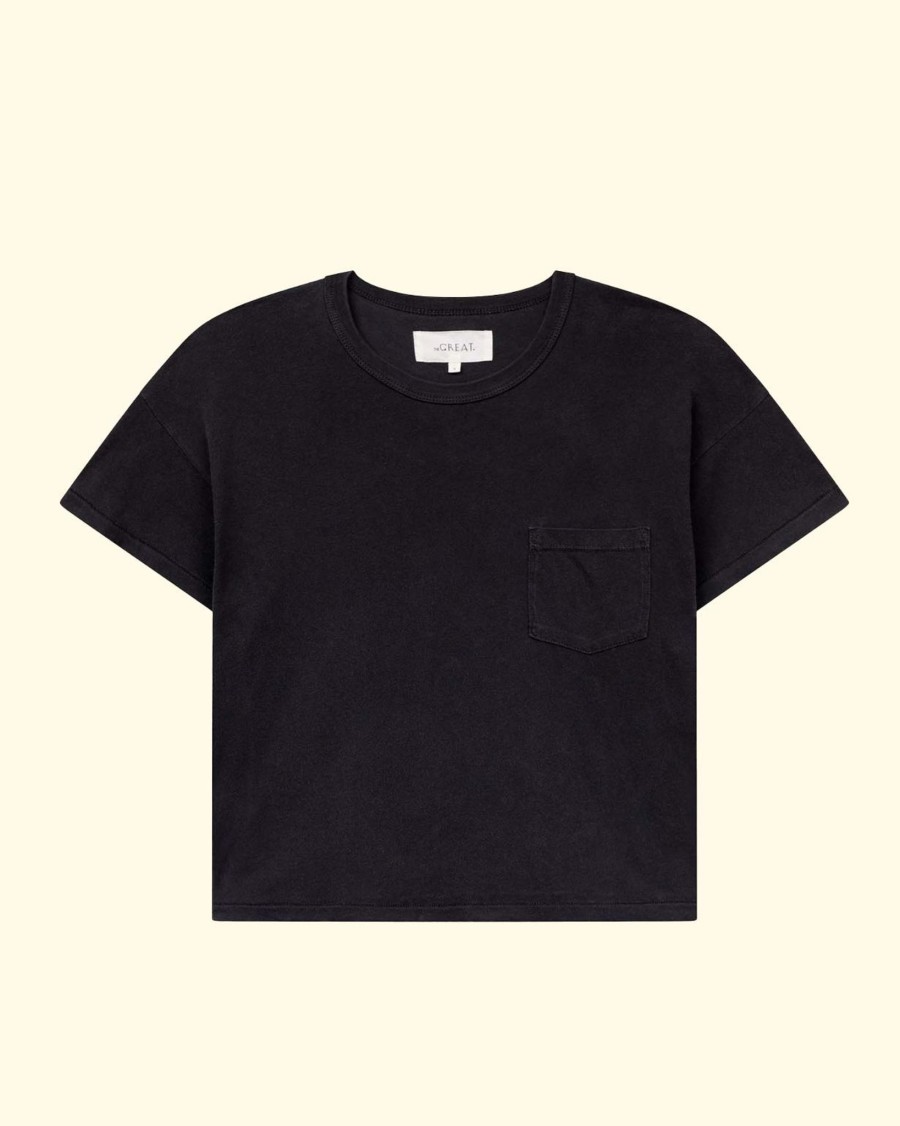 Women The Great T-Shirts | The Pocket Tee|Washed Black