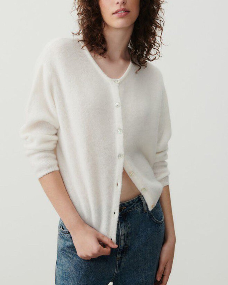 Women American Vintage Cardigans | Cardigan Vitow|Blanc