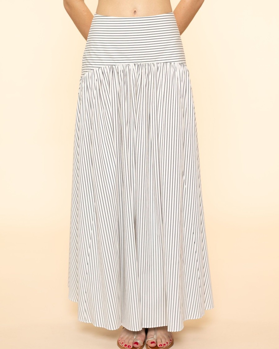 Women Staud Skirts | Procida Skirt|Ivory Micro Stripe