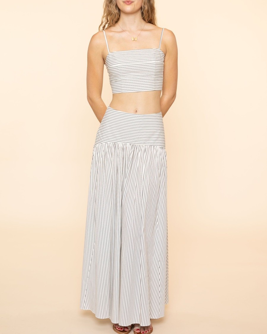 Women Staud Skirts | Procida Skirt|Ivory Micro Stripe