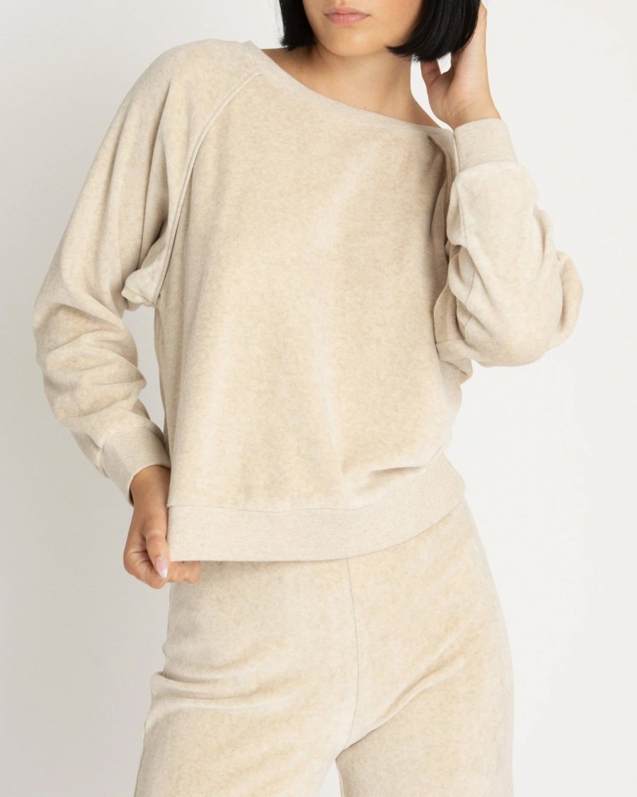 Women Suzie Kondi Sweat-Sets | Saba Raglan Top|Heather Oatmeal