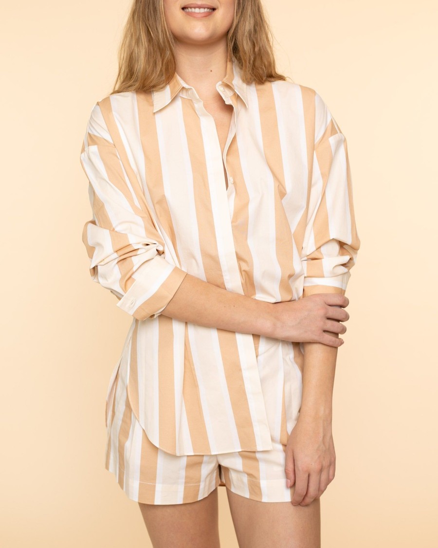 Women Staud Blouses | Colton Shirt|Sand Stripe