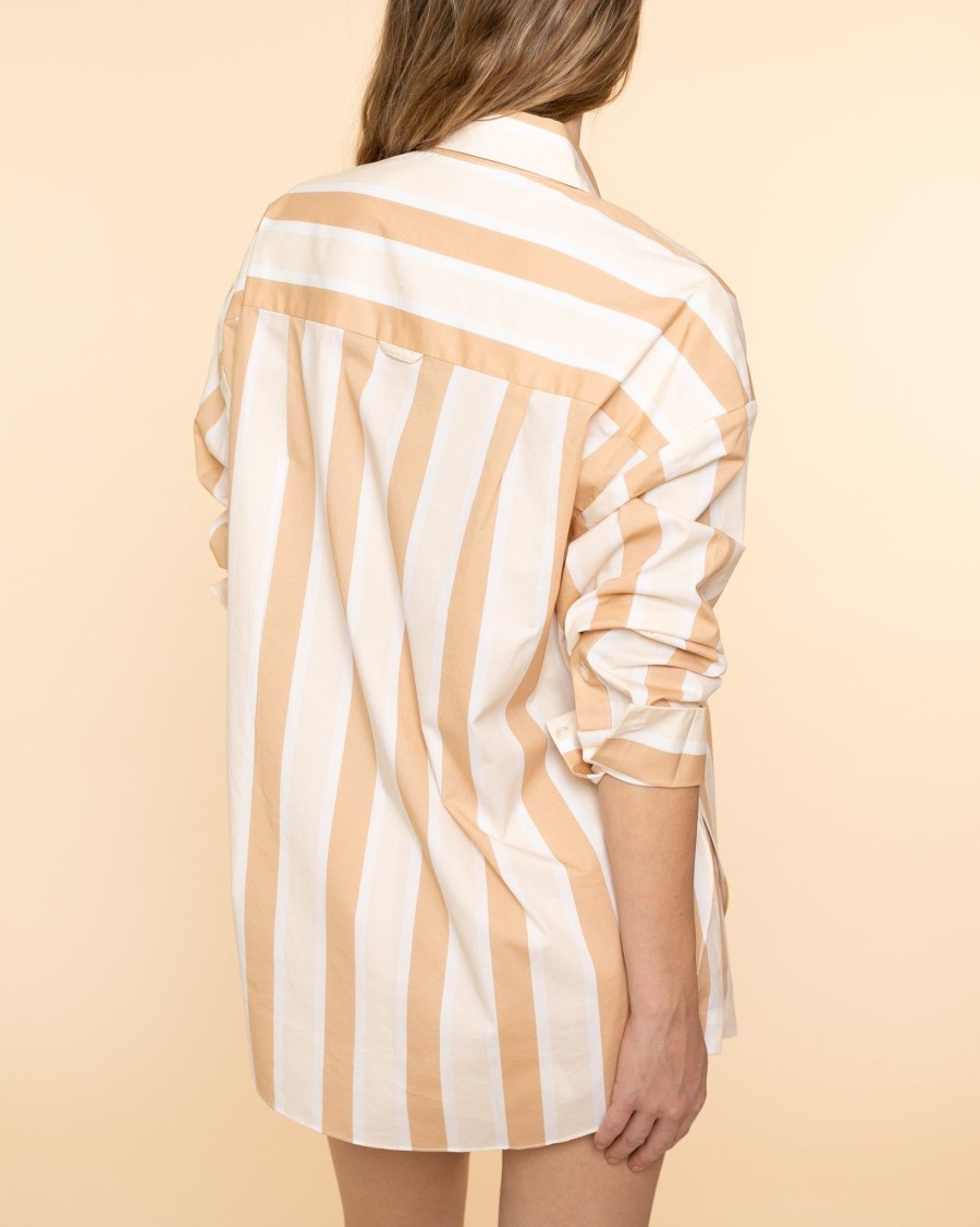 Women Staud Blouses | Colton Shirt|Sand Stripe