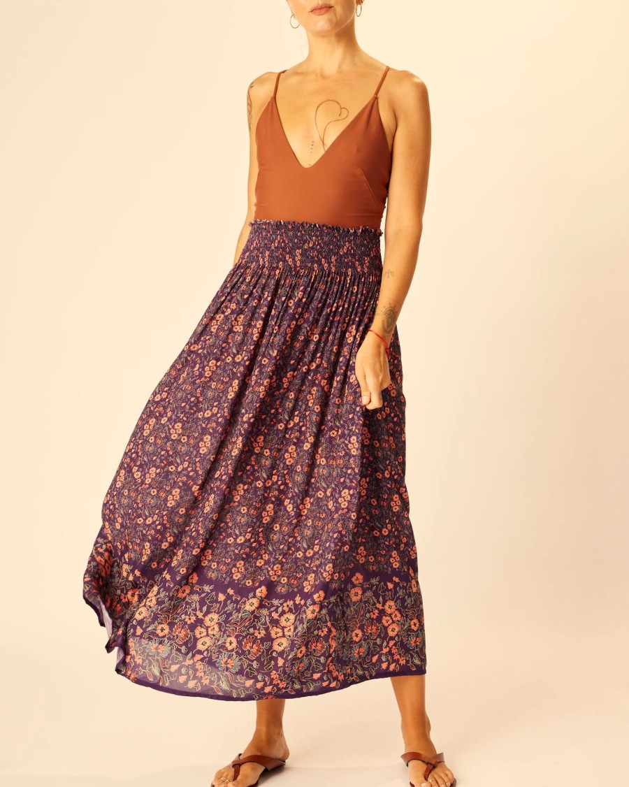 Women Natalie Martin Skirts | Bella Skirt|Fleur Aubergine