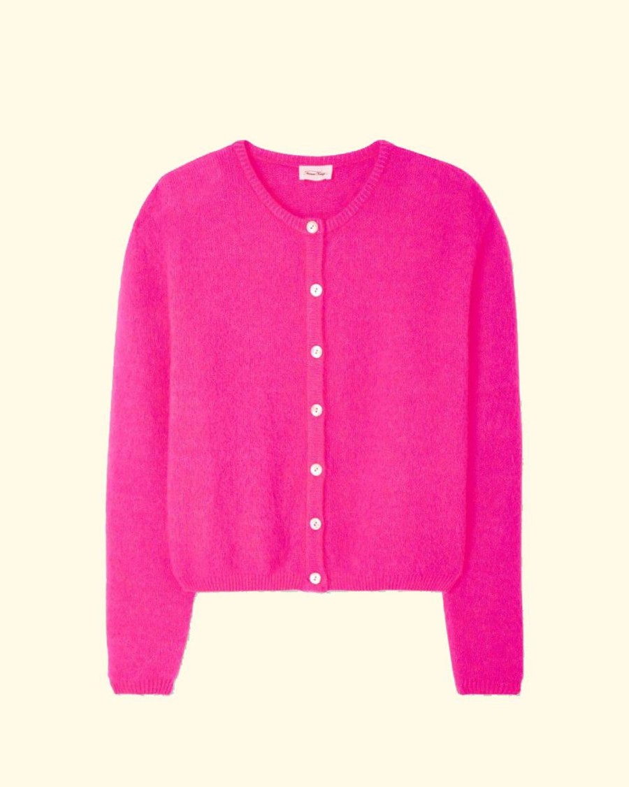 Women American Vintage Sweaters | Cardigan Vitow|Neon Pink Melange