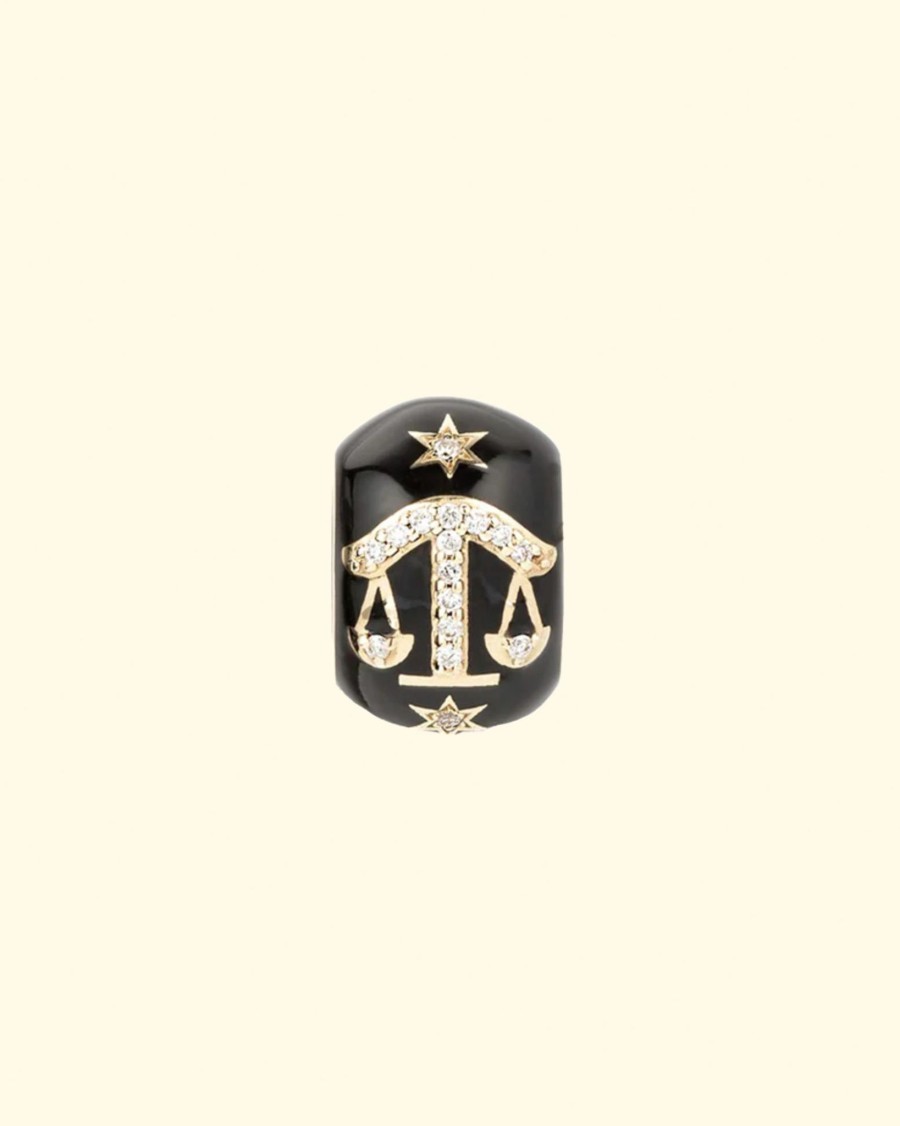 Accessories Adina Reyter Charms | Zodiac Ceramic + Diamond Libra Big Bead|14K Yellow Gold