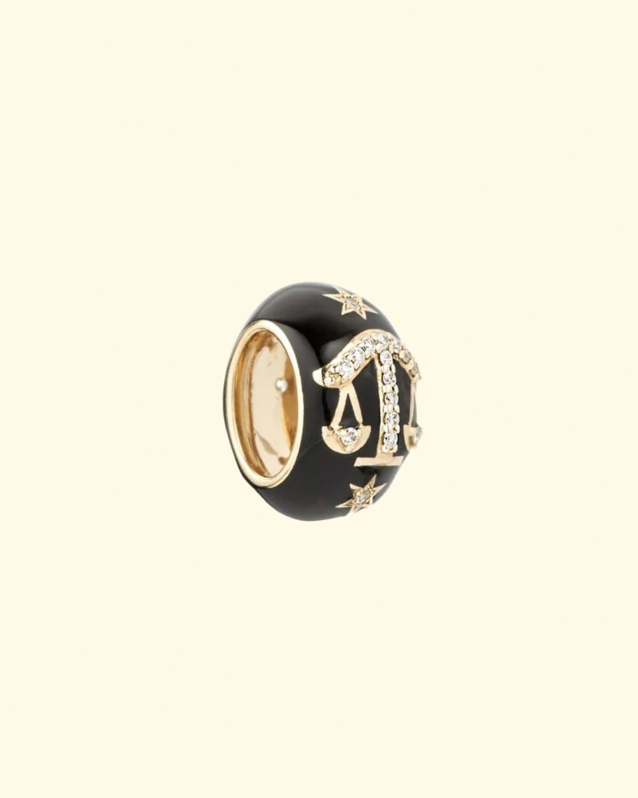 Accessories Adina Reyter Charms | Zodiac Ceramic + Diamond Libra Big Bead|14K Yellow Gold