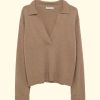 Women Jonathan Simkhai Sweaters | L/S Polo|Heather Teak