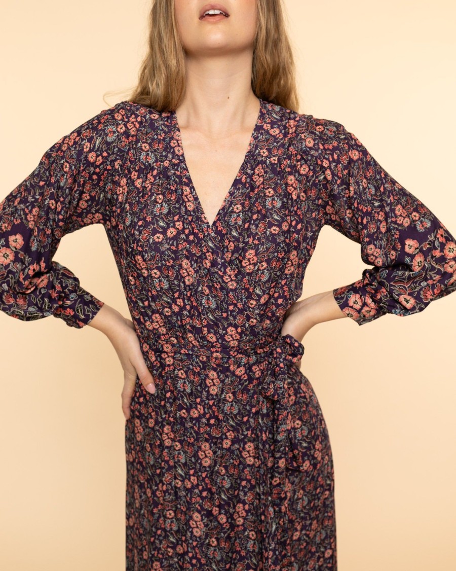 Women Natalie Martin Maxis | Kate L/S Dress|Fleur Aubergine