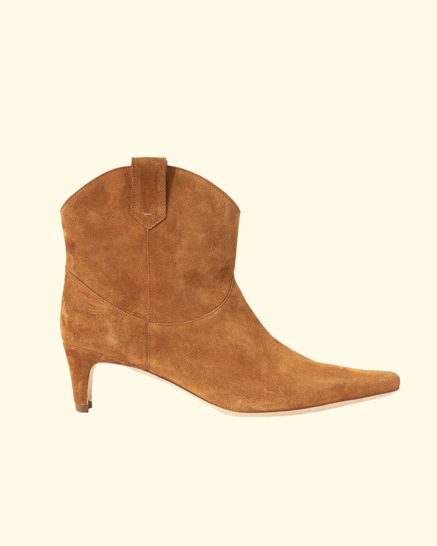 Women Staud Boots | Western Wally Ankle Boot|| Tan