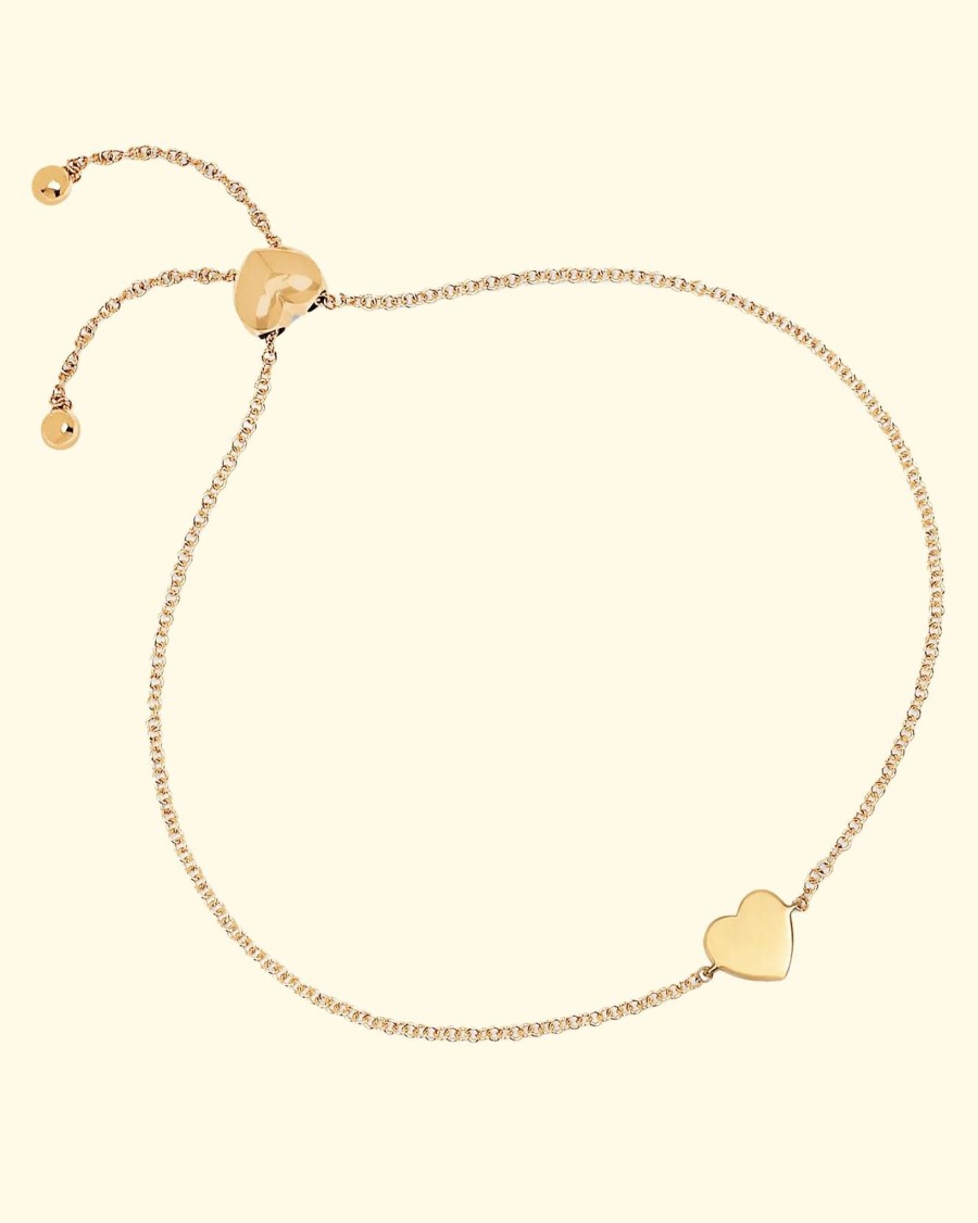 Accessories EF Collection Bracelets | Gold Heart Bolo Bracelet|Yellow Gold