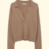 Women Jonathan Simkhai Sweaters & Cardigans | L/S Polo|Heather Teak