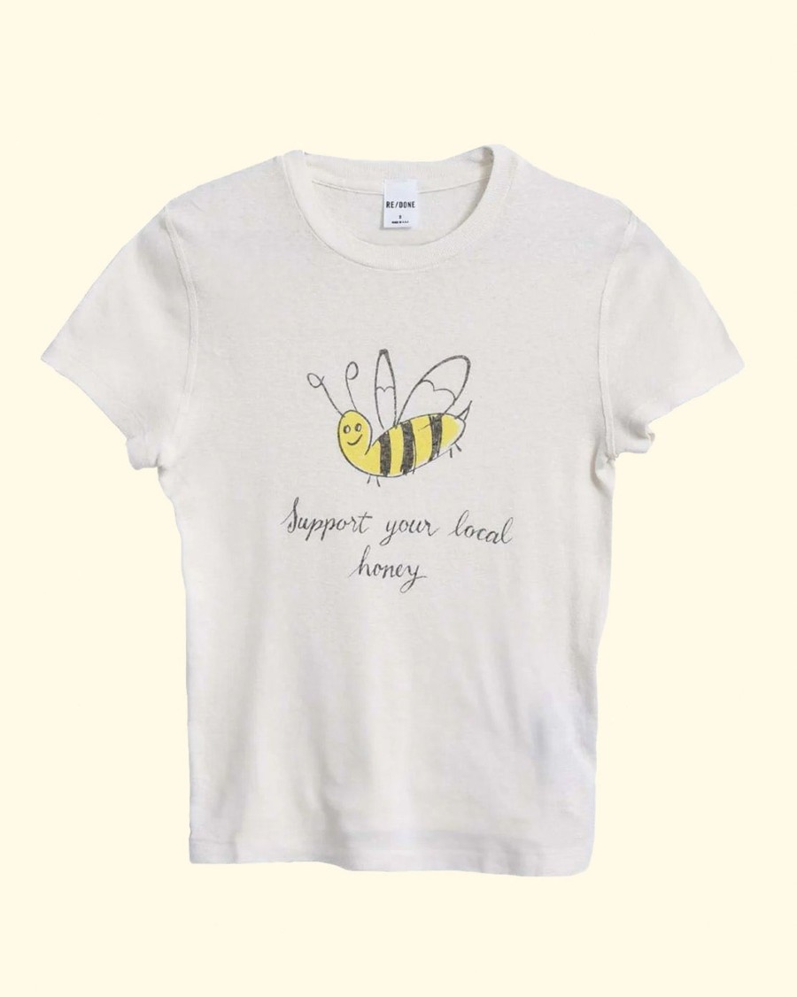 Women RE/DONE T-Shirts | 90S Baby Tee Local Honey|Vintage White