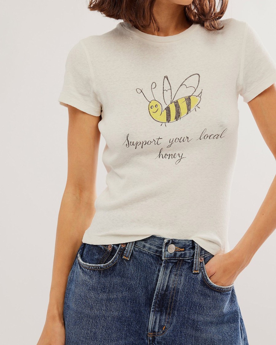 Women RE/DONE T-Shirts | 90S Baby Tee Local Honey|Vintage White