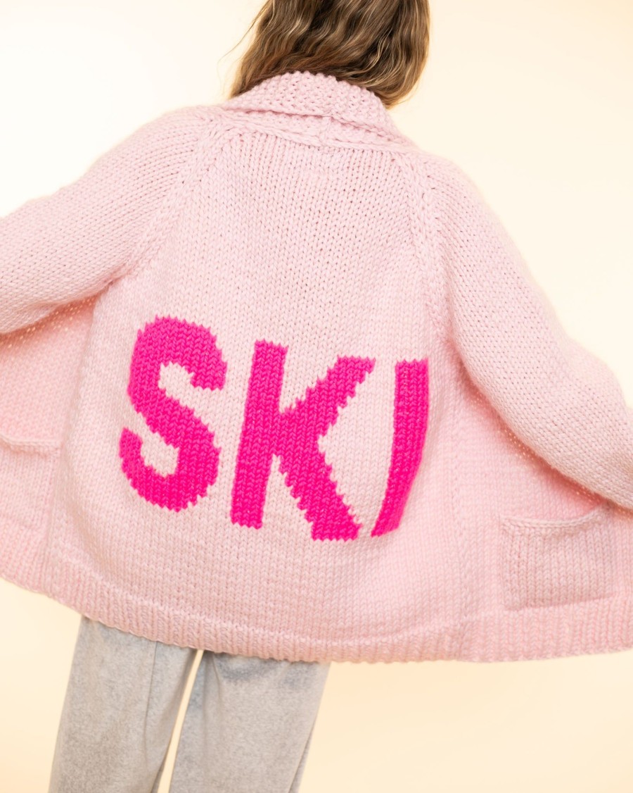 Women Gogo sweaters Cardigans | Long Ski Cardi|Strawberry