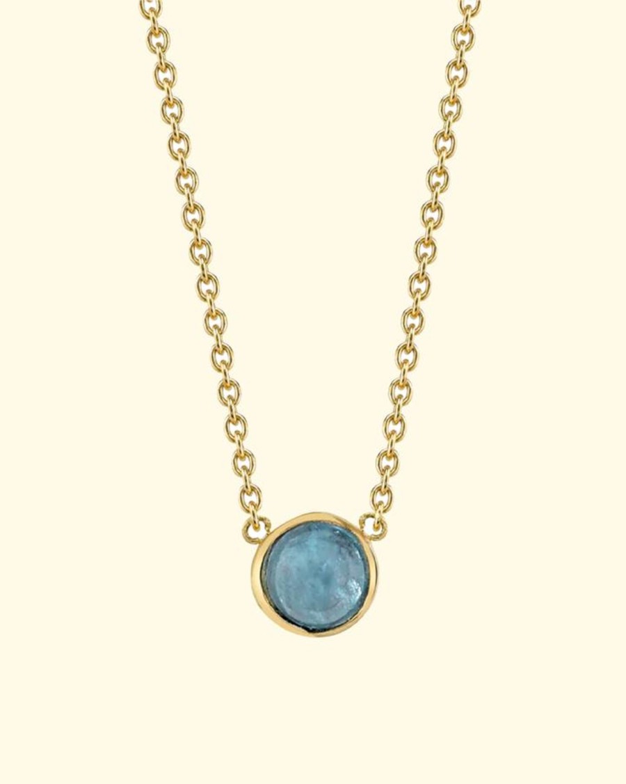 Accessories Carrie Hoffman Necklaces | 14K Yellow Gold Baby Cab 3Mm Moonstone Necklace