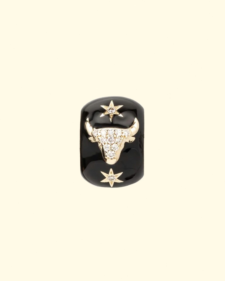 Accessories Adina Reyter Charms | Zodiac Ceramic + Diamond Taurus Big Bead|14K Yellow Gold