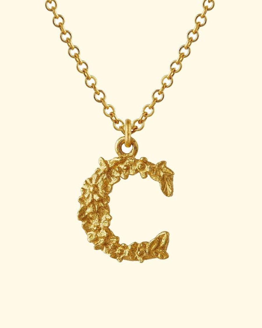 Accessories Alex Monroe Necklaces | Tiny Floral Letter C Necklace/18Ct Yellow Gold