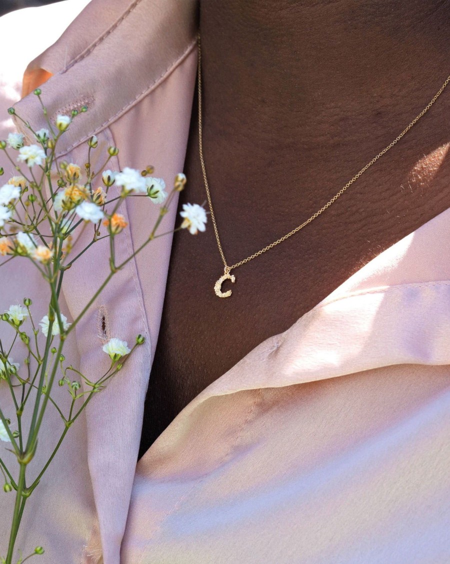 Accessories Alex Monroe Necklaces | Tiny Floral Letter C Necklace/18Ct Yellow Gold