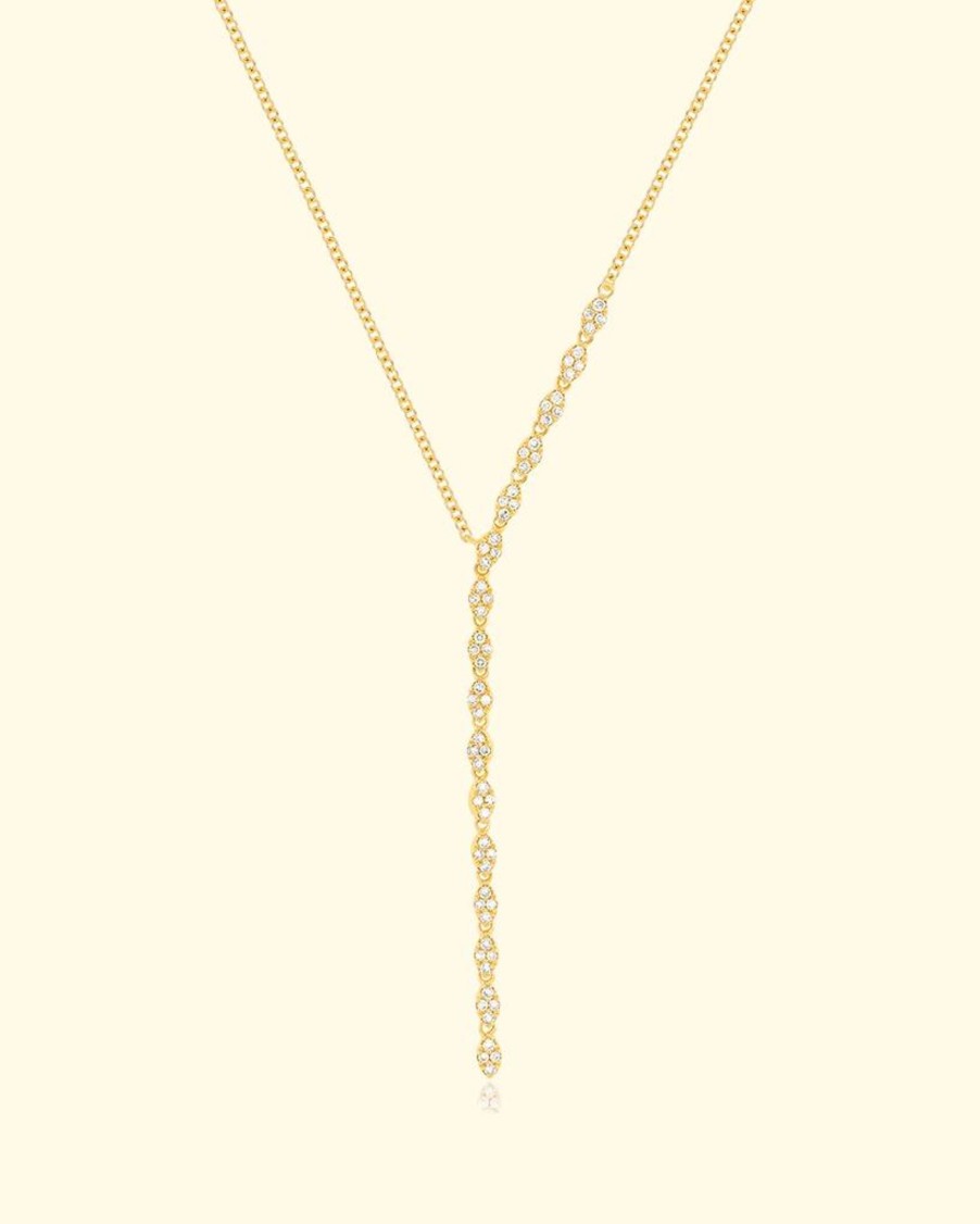 Accessories EF Collection Necklaces | 14Ky Pave Diamond Marquise Waterfall Necklace|Yellow Gold