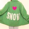 Women Gogo sweaters Jackets | Long Heart Snow Cardi|Jade