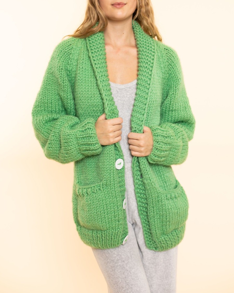 Women Gogo sweaters Jackets | Long Heart Snow Cardi|Jade