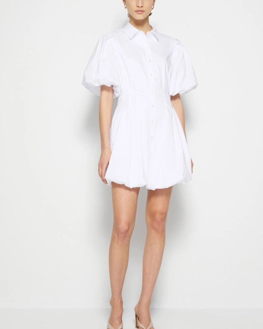 Women Jonathan Simkhai Minis | Cleo Poplin Pintuck Mini Dress|White