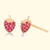 Accessories EF Collection Earrings | 14K Ruby Mini Strawberry Stud|Rose Gold