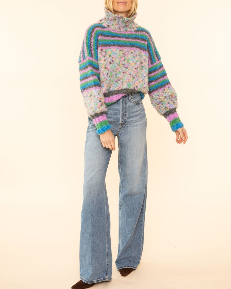 Women Rose Carmine Sweaters & Cardigans | Dou Dou Stripes|Lilas