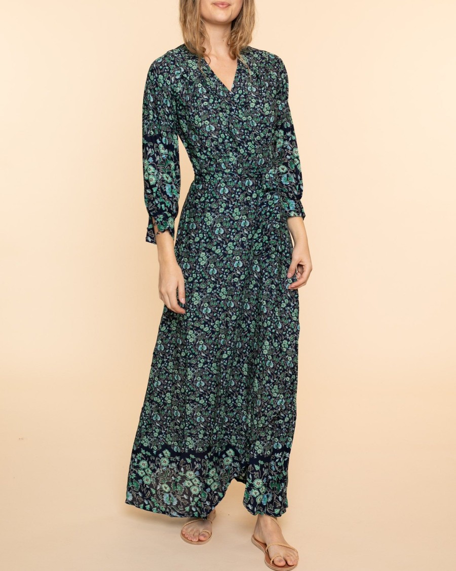 Women Natalie Martin Maxis | Kate Long Sleeve Dress|Petite Fleur Marine