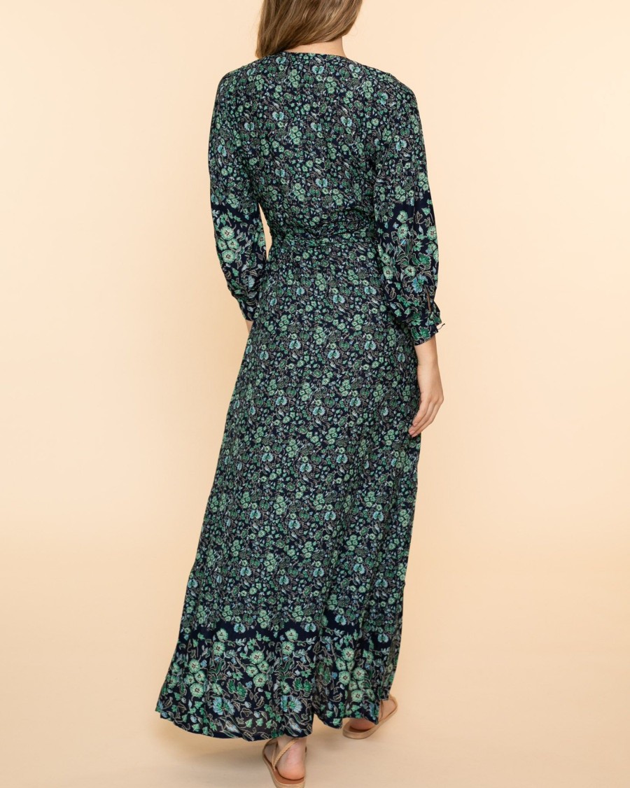 Women Natalie Martin Maxis | Kate Long Sleeve Dress|Petite Fleur Marine