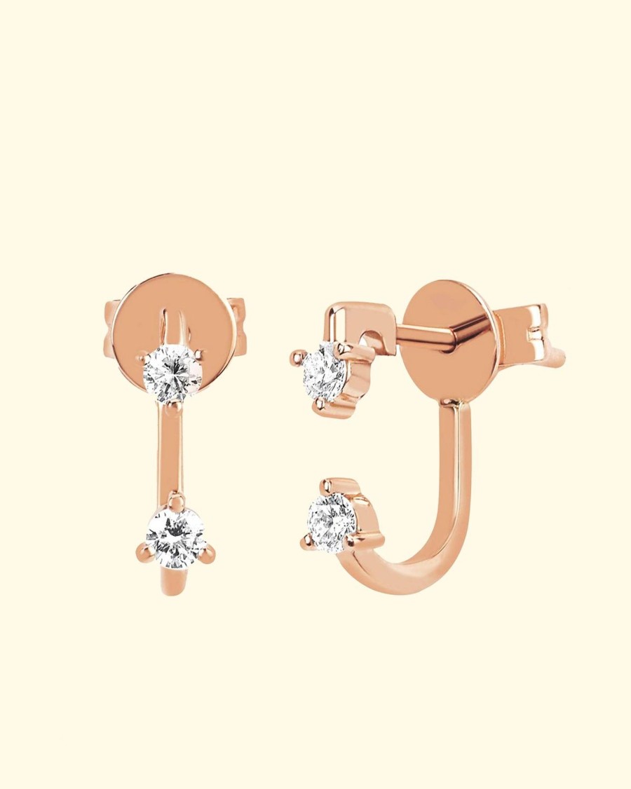 Accessories EF Collection Earrings | 14K Double Prong Set Diamond Earring|Rose Gold