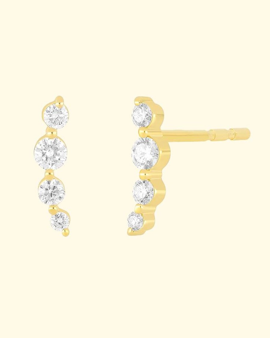 Accessories EF Collection Earrings | 14Ky Prong Set Arc Stud Diamond Earring|Yellow Gold