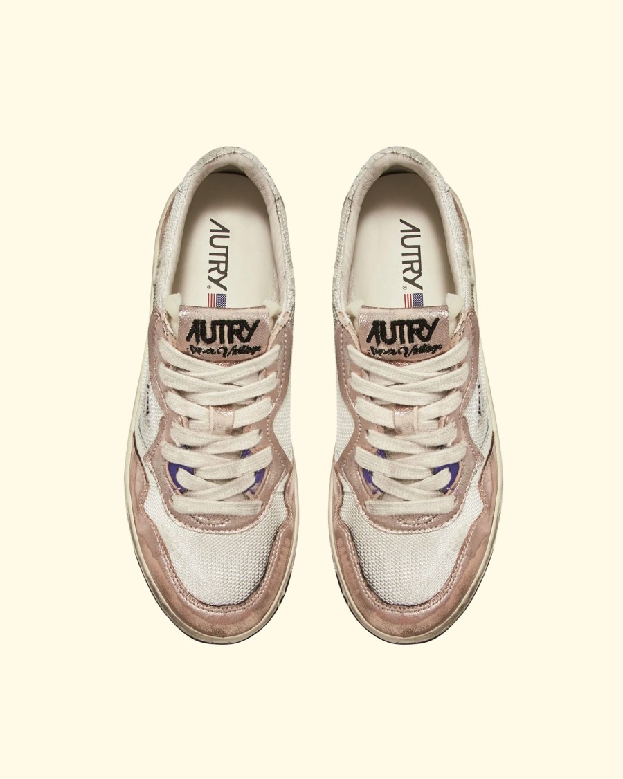 Women Autry Sneakers | Super Vintage Low|Mesh/Suede White/Pink