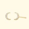 Accessories EF Collection Earrings | 14K Mini Diamond Moon Stud Earring|Yellow Gold