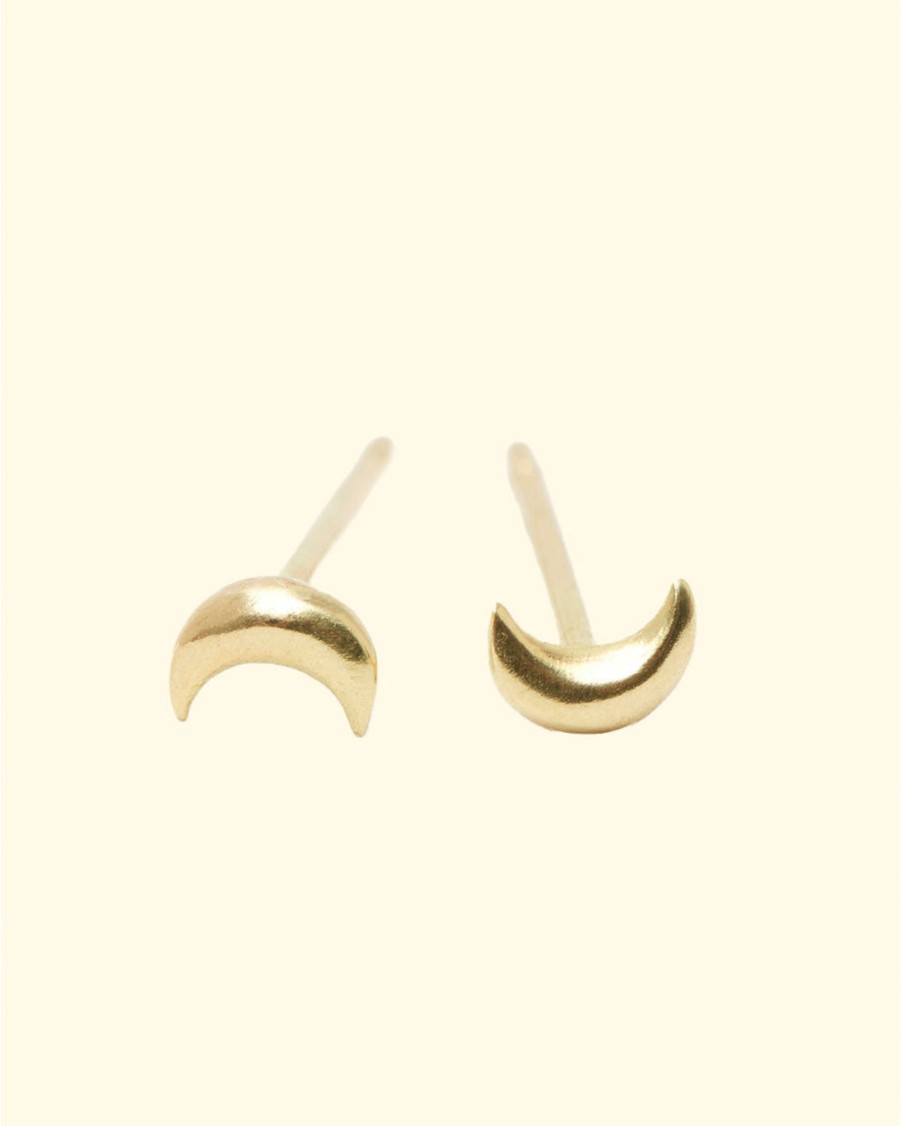 Accessories Diana Mitchell Earrings | Tiny Crescent Moon Studs|18K Gold