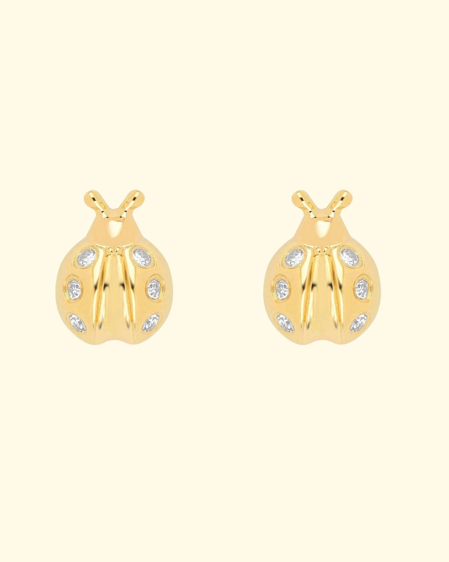 Accessories EF Collection Earrings | 14K Baby Lucky Ladybug Stud Earring|Yellow Gold