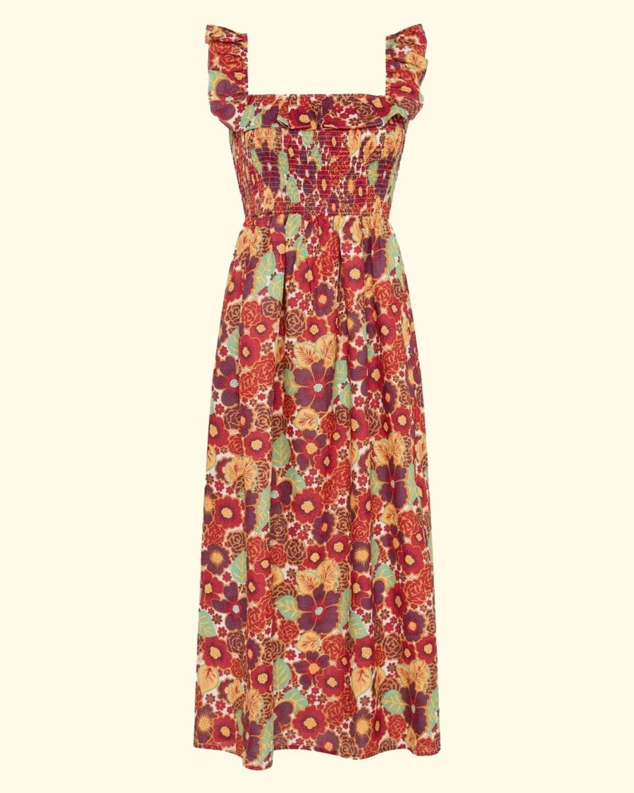 Women Faithfull the Brand Midis | Sameera Midi Dress|La Mira Floral-Ruby