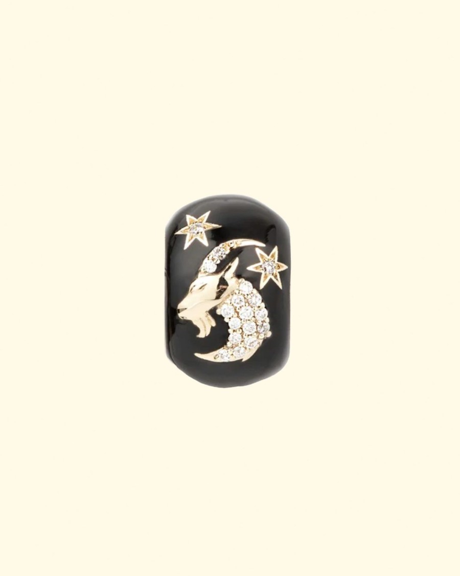 Accessories Adina Reyter Charms | Zodiac Ceramic + Diamond Capricorn Big Bead|14K Yellow Gold