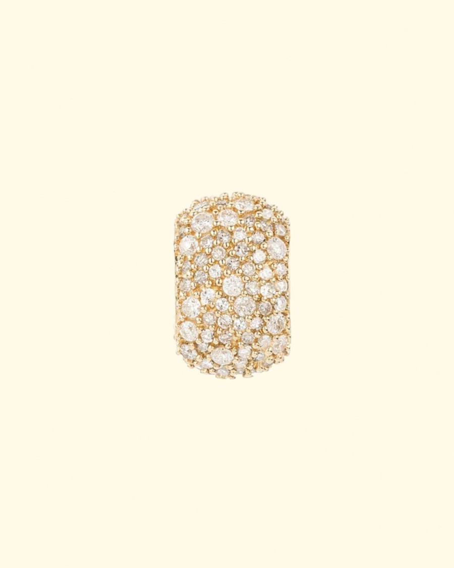 Accessories Adina Reyter Charms | Wide Pave Diamond Big Bead|14K Yellow Gold