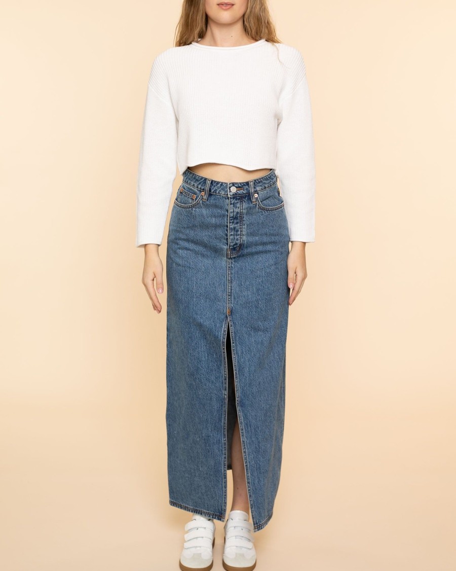 Women Denimist Sweaters | Cropped Relax Sweater|White